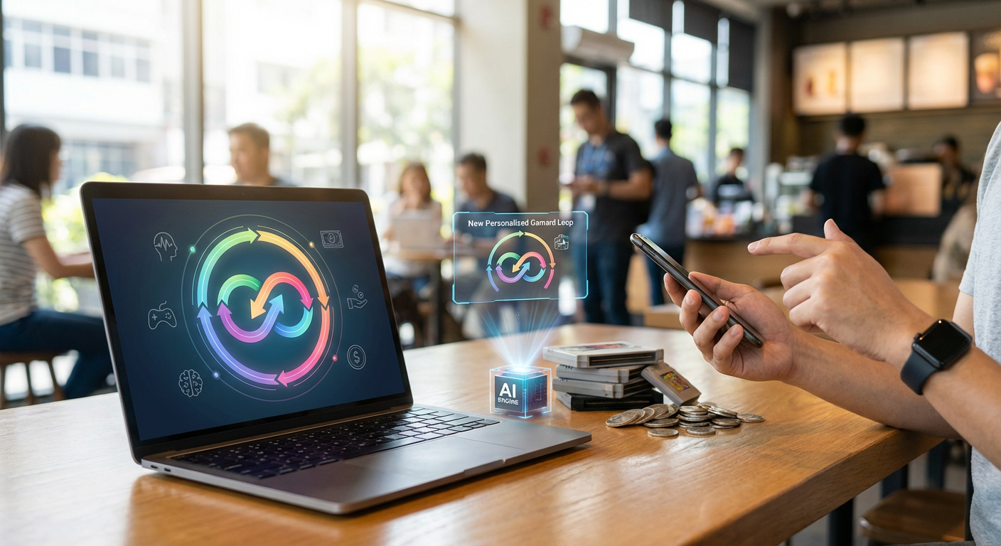 A highly detailed, editorial-style concept of a futuristic smartphone running a complex dynamic matchmaking algorithm, glowing in neon against a sleek dark background.