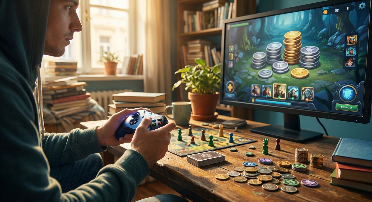 A hyper-realistic conceptual editorial illustration showing a sophisticated mobile interface glowing against a stylized college gym scoreboard context.