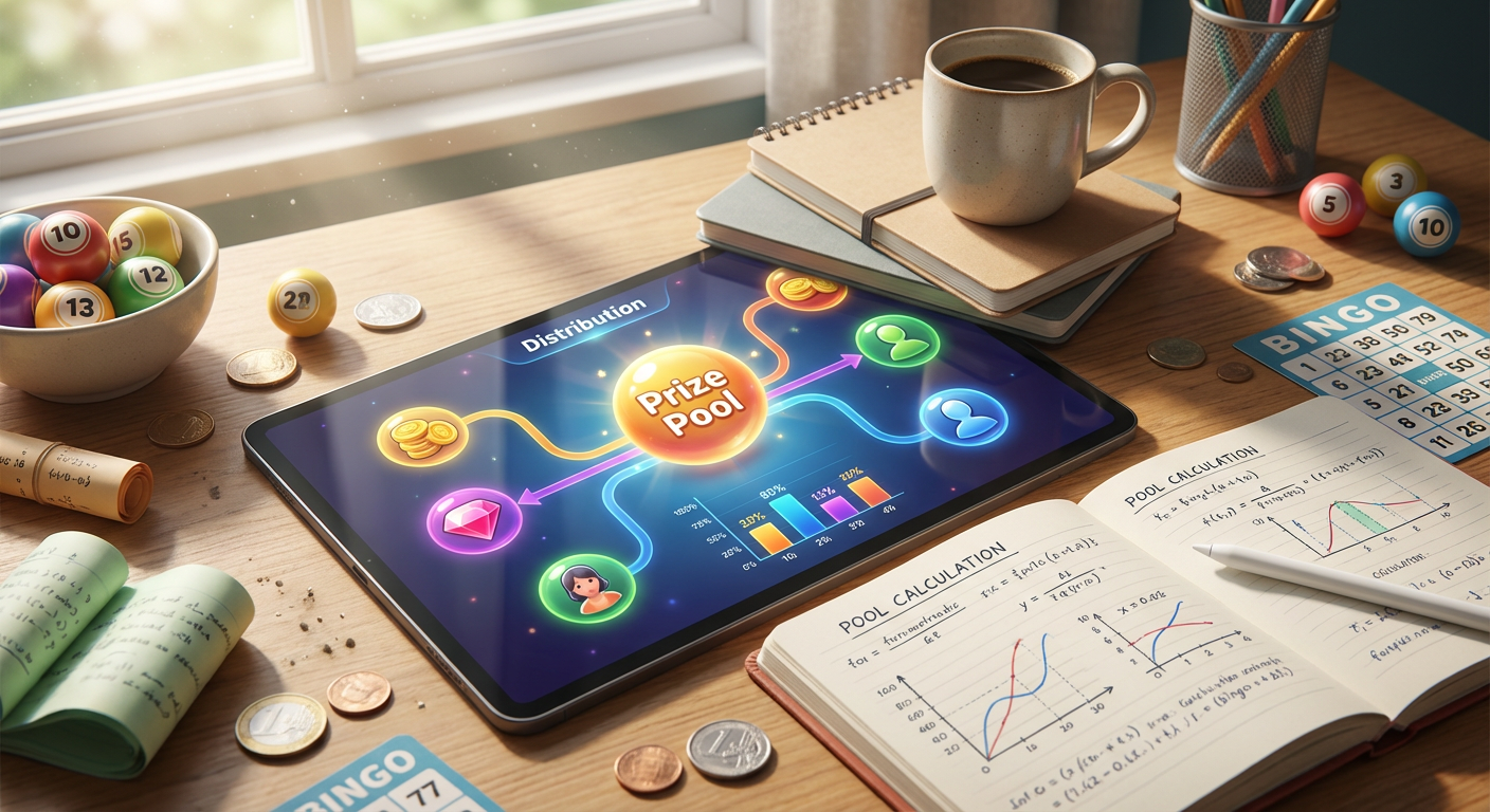 A close-up view of a smartphone screen displaying a bright, colorful bingo game interface, resting on an outdoor café table bathed in morning sunlight.