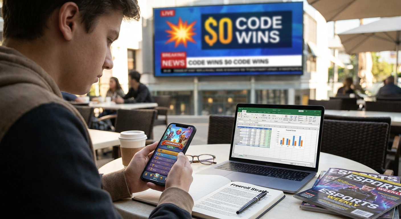 A close-up angled photograph of a developer's glowing monitor showing complex data brackets and mobile tournament revenue graphs.